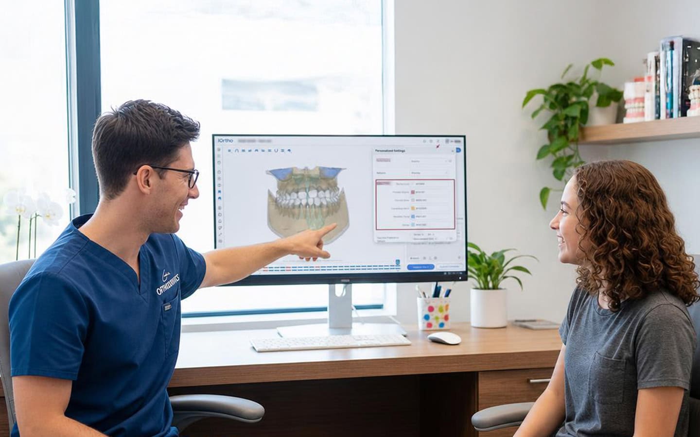 Dr. Lane reviewing a digital scan with a Castle Rock patient